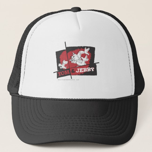 Tom and Jerry Red and Black Trucker Hat (Front)