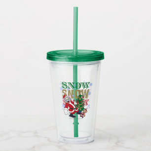 Tom and Jerry Santas By The Tree Acrylic Tumbler