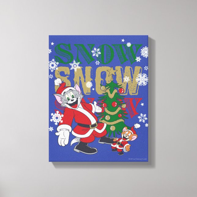Tom and Jerry Santas By The Tree Canvas Print (Front)