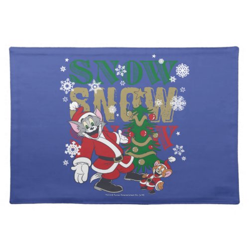 Tom and Jerry Santas By The Tree Cloth Placemat