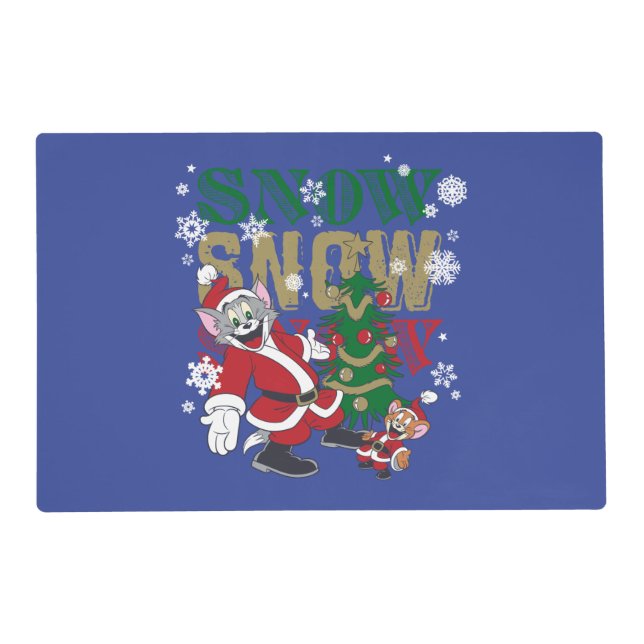 Tom and Jerry Santas By The Tree Placemat (Front)