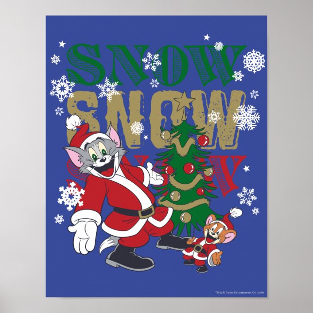 Tom and Jerry Santas By The Tree Poster (Front)