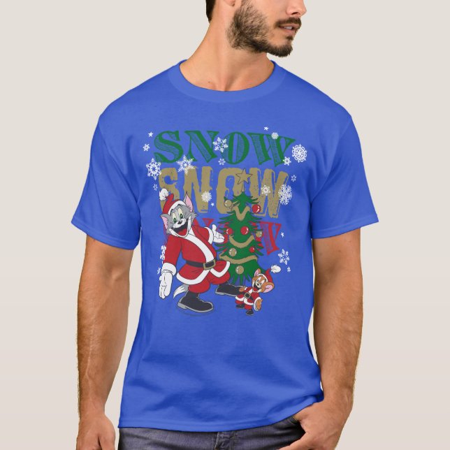 Tom and Jerry Santas By The Tree T-Shirt (Front)