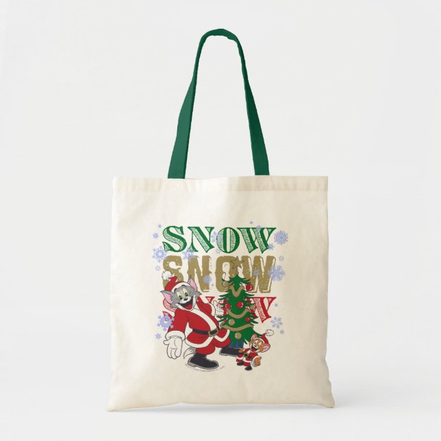 Tom and Jerry Santas By The Tree Tote Bag (Front)