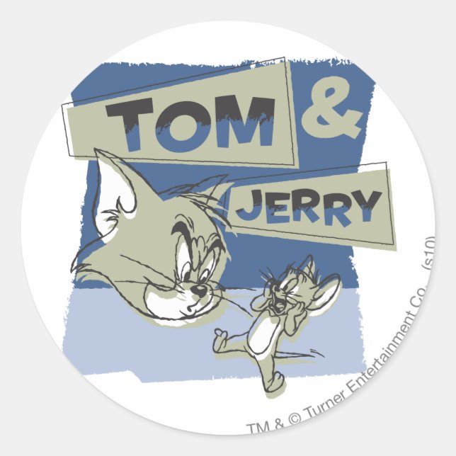 Tom and Jerry Scaredey Mouse Classic Round Sticker (Front)