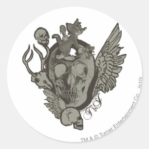 Tom and Jerry Skull Classic Round Sticker