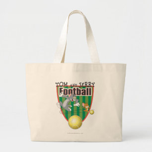 Tom and Jerry Soccer (Football) 6 Large Tote Bag