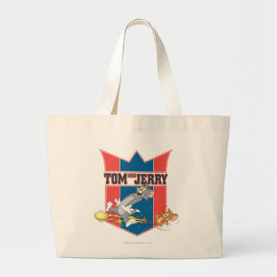 Tom and Jerry Soccer (Football) 7 Large Tote Bag