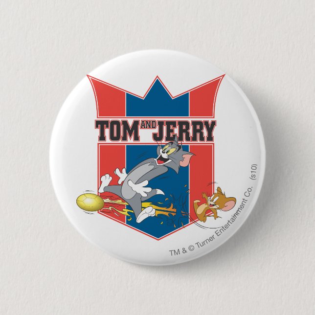 Tom and Jerry Soccer (Football) 7 Pinback Button (Front)