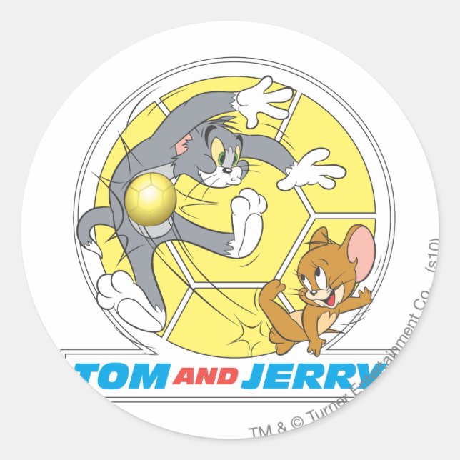 Tom and Jerry Soccer (Football) 8 Classic Round Sticker (Front)