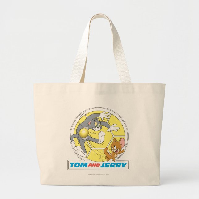 Tom and Jerry Soccer (Football) 8 Large Tote Bag (Front)