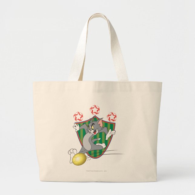 Tom and Jerry Soccer (Football) 9 Large Tote Bag (Front)