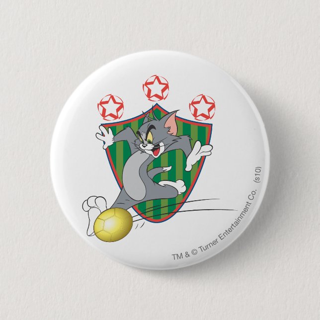 Tom and Jerry Soccer (Football) 9 Pinback Button (Front)