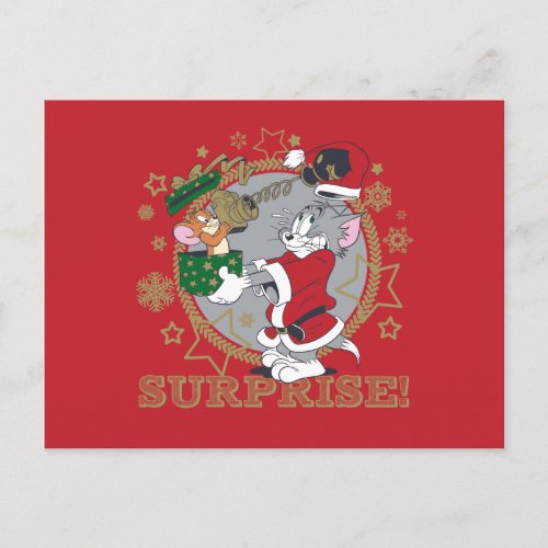 Tom and Jerry Surprise Gift Holiday Postcard