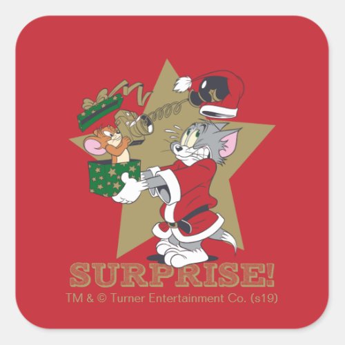 Tom and Jerry Surprise Gift Square Sticker