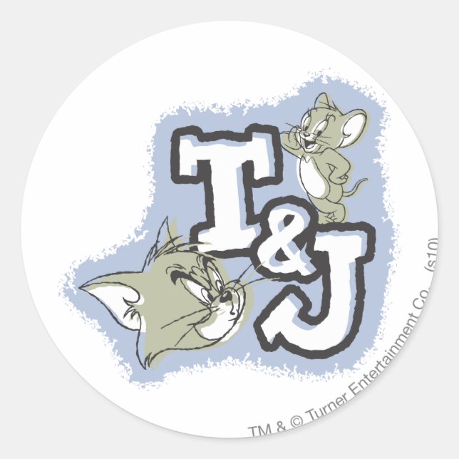 Tom and Jerry T&J Logo Classic Round Sticker (Front)