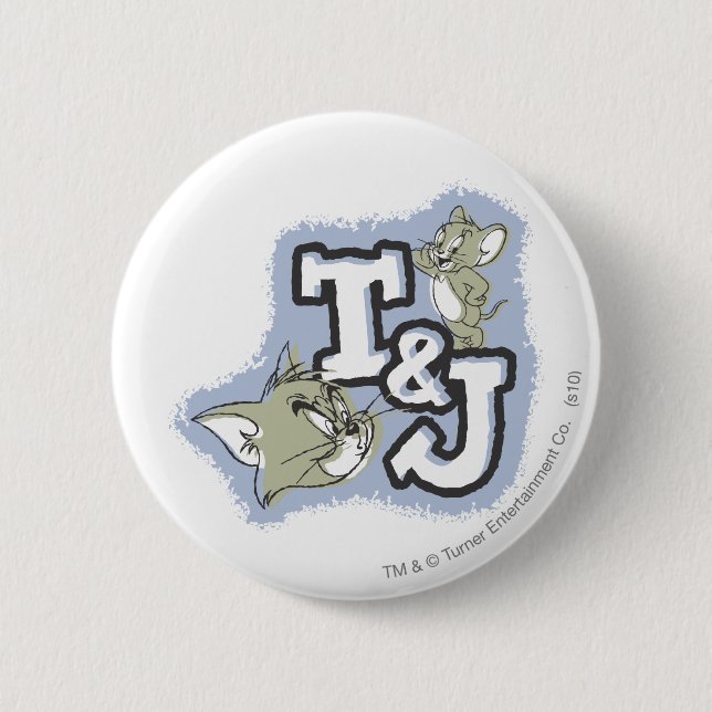 Tom and Jerry T&J Logo Pinback Button (Front)