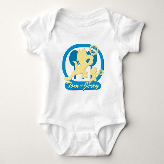Tom and Jerry Tennis Stars 3 Baby Bodysuit (Front)