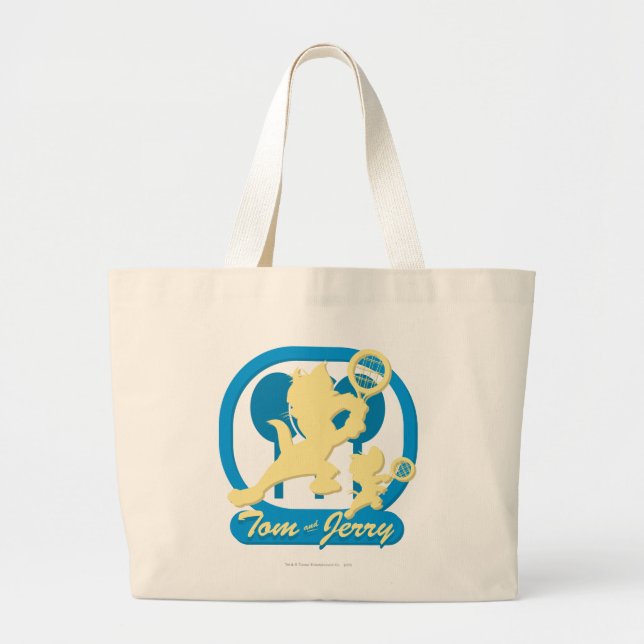 Tom and Jerry Tennis Stars 3 Large Tote Bag (Front)