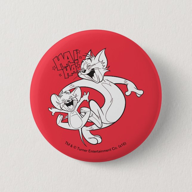Tom And Jerry | Tom And Jerry Laughing Pinback Button (Front)