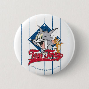 Tom And Jerry Tom And Jerry On Baseball Diamond Pinback Button