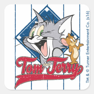 Tom And Jerry   Tom And Jerry On Baseball Diamond Square Sticker
