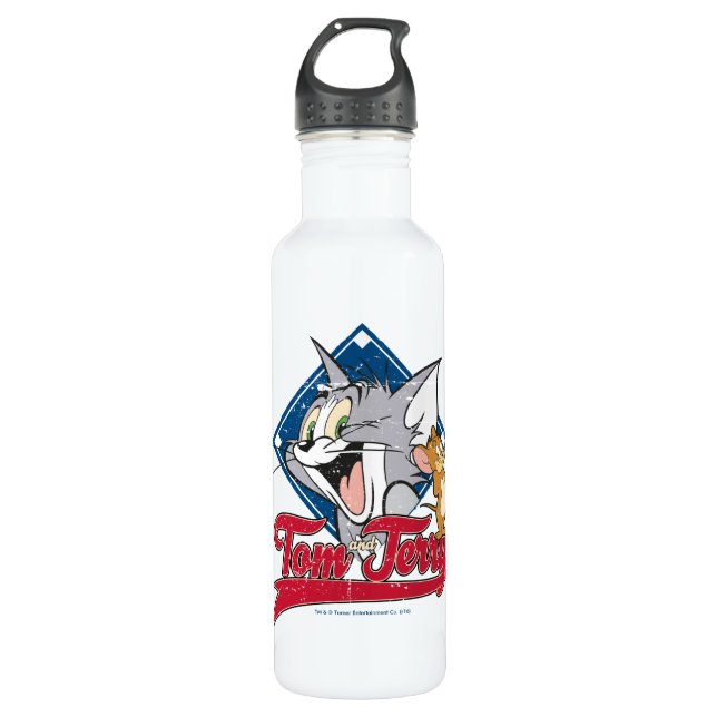 Tom And Jerry | Tom And Jerry On Baseball Diamond Stainless Steel Water Bottle (Front)