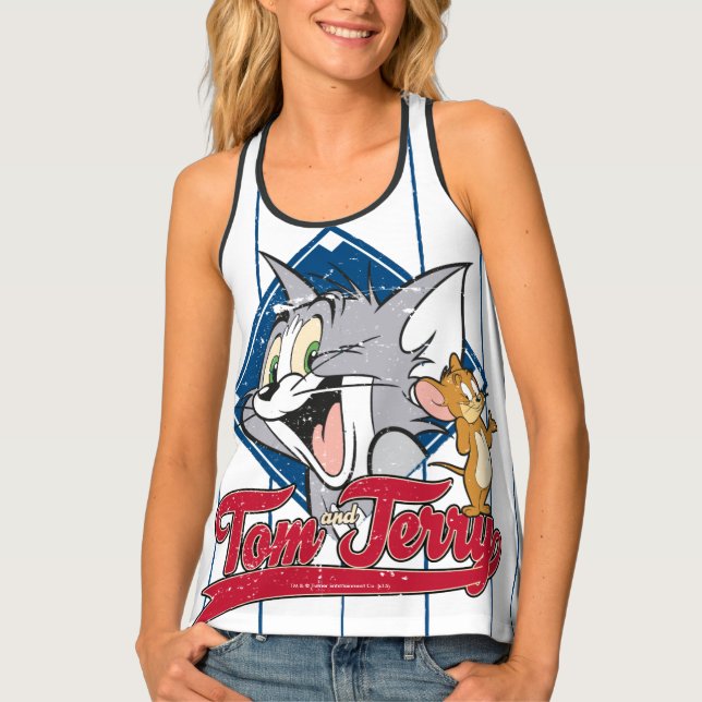 Tom And Jerry | Tom And Jerry On Baseball Diamond Tank Top (Front)
