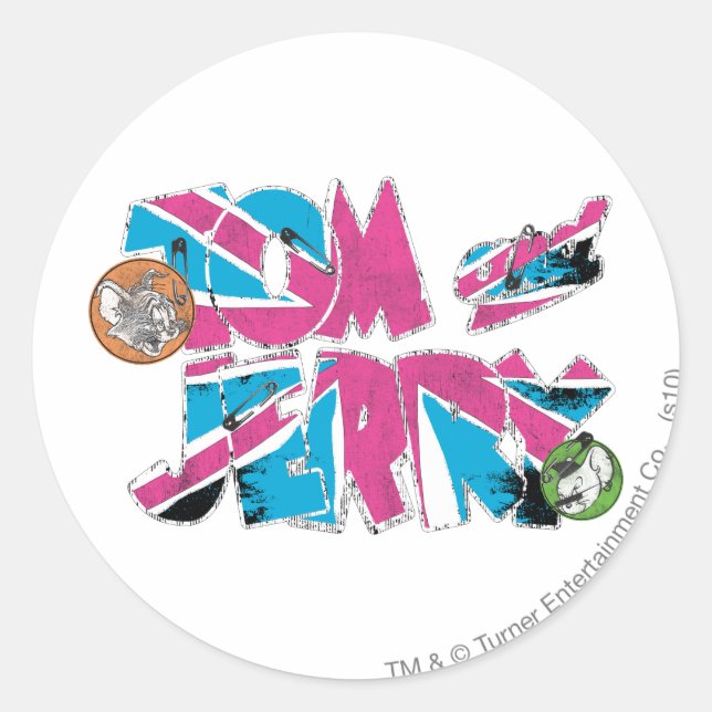 Tom and Jerry UK Overload Classic Round Sticker (Front)