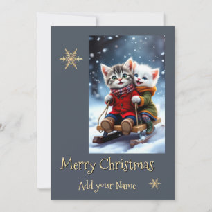 Tom and Luna Christmas Card Sledding Winter Scene 