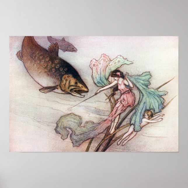 Tom and the Trout by Warwick Goble Poster (Front)