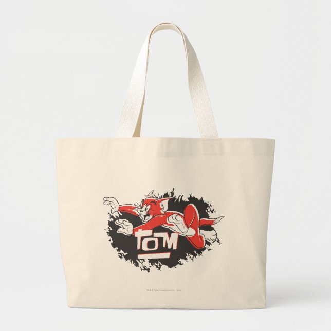 Tom Black and Red Logo Large Tote Bag (Front)