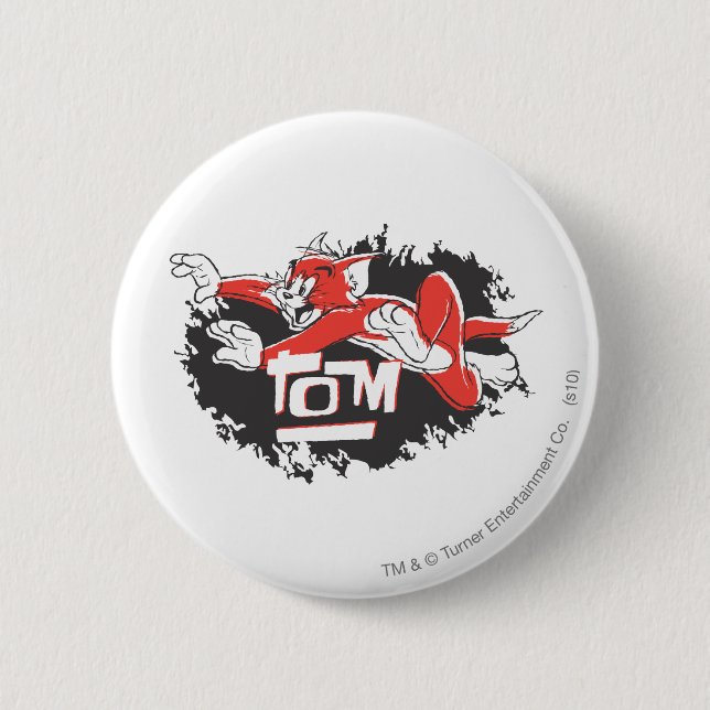 Tom Black and Red Logo Pinback Button (Front)