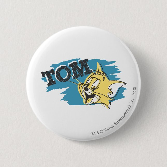 Tom Blue and Yellow Logo Pinback Button (Front)