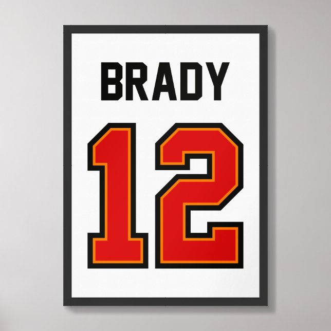 Tom Brady 12 Jersey American Football Poster (Framed Front)