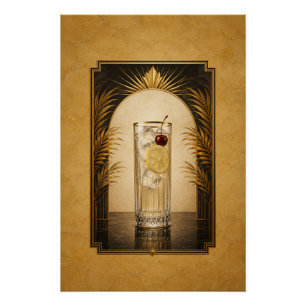 Tom Collins Art Deco Poster Bar Art