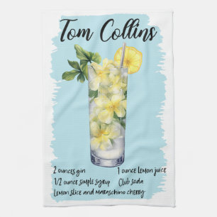 Tom Collins Cocktail Recipe Kitchen Towel