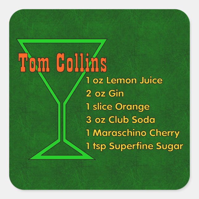 Tom Collins Square Sticker (Front)