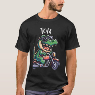 Tom Funny Alligator Motorcycle Design for Boys Nam T-Shirt