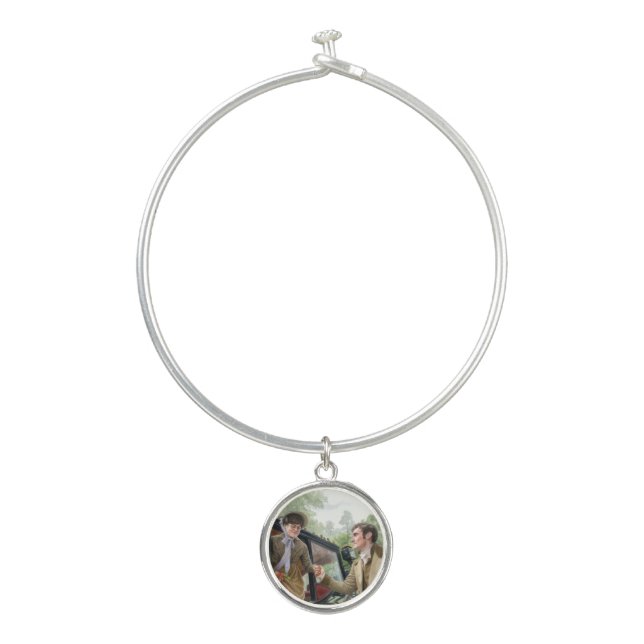 Tom handing Mary out of a carriage Bangle Bracelet (Front)