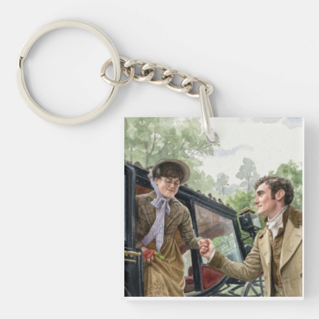 Tom handing Mary out of a carriage Keychain (Front)