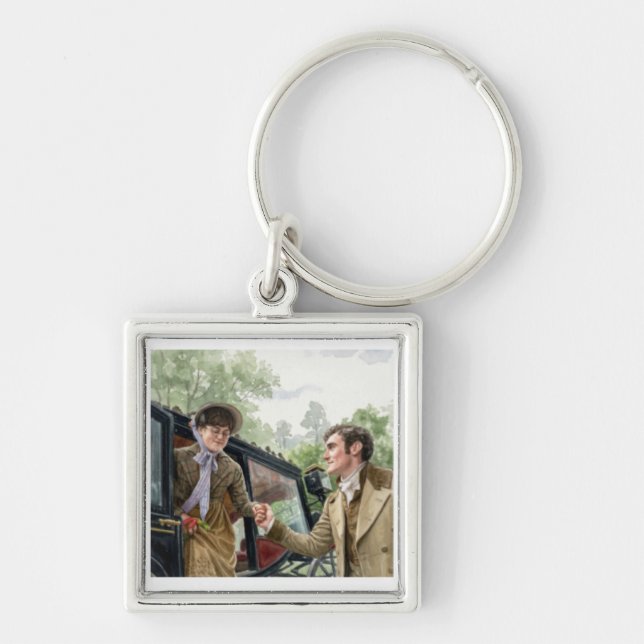 Tom handing Mary out of a carriage Keychain (Front)