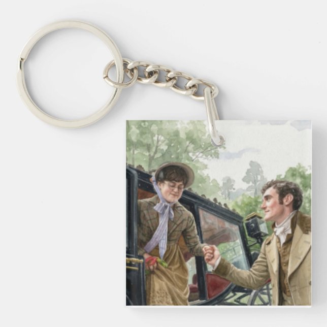 Tom handing Mary out of a carriage Keychain (Front)