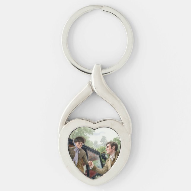 Tom handing Mary out of a carriage Keychain (Front)