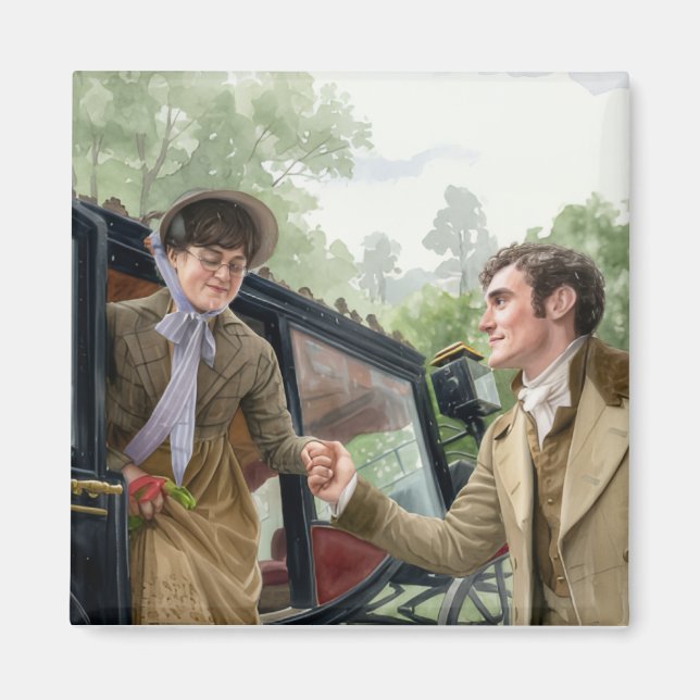 Tom handing Mary out of a carriage Magnet (Front)