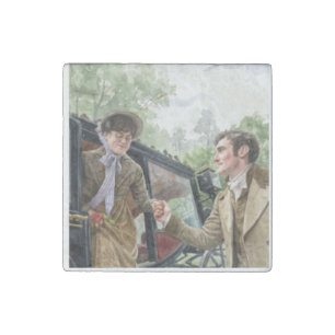 Tom handing Mary out of a carriage Stone Magnet