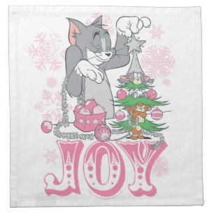 Tom, Jerry, and Nibbles Decorating Joy Cloth Napkin