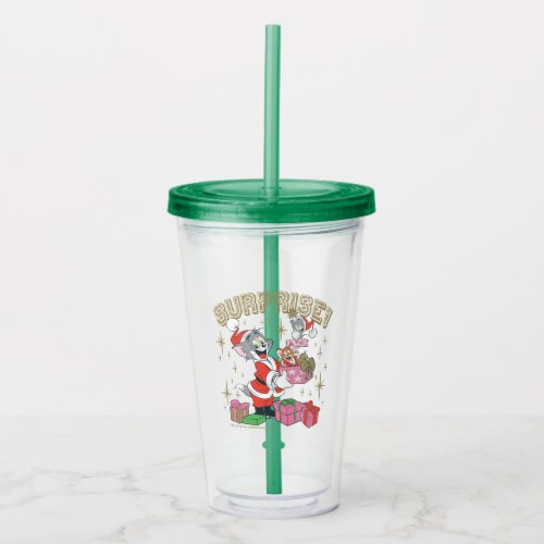 Tom Jerry and Nibbles Holiday Surprise Acrylic Tumbler