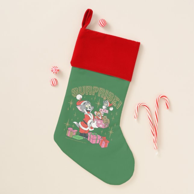 Tom, Jerry, and Nibbles Holiday Surprise Christmas Stocking (Front)