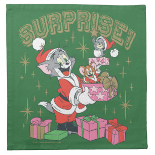 Tom, Jerry, and Nibbles Holiday Surprise Cloth Napkin